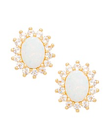 Opal (1-3/8 ct. t.w.) and White Topaz (9/10 ct. t.w.) Stud Earrings in 18k Gold-Plated Sterling Silver