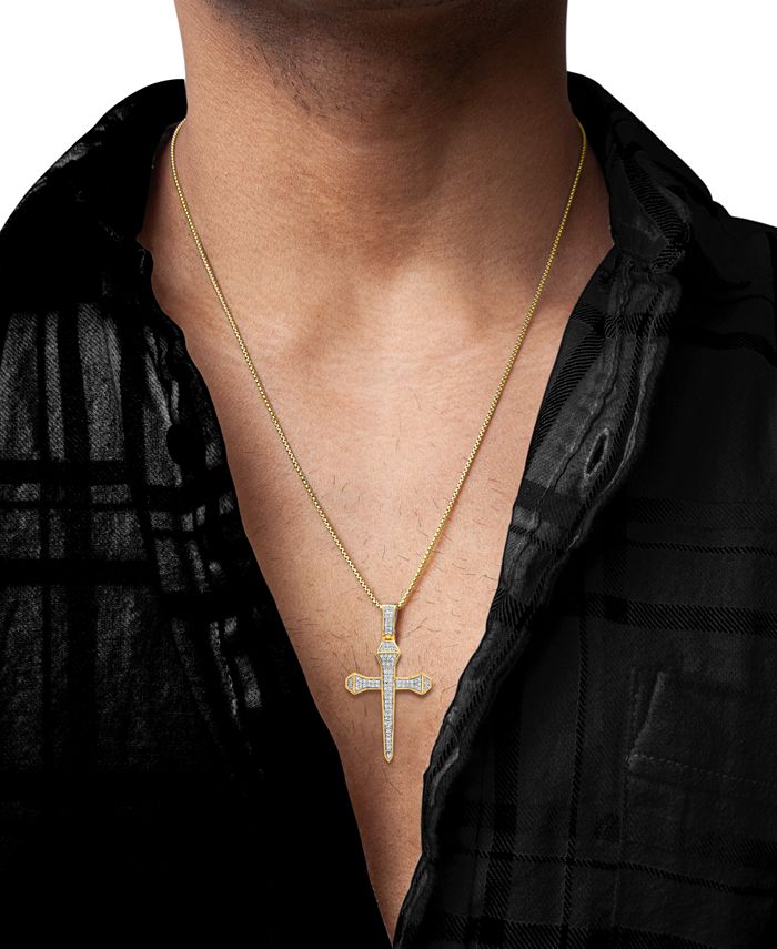 Macy's Men's Diamond Cross 22" Pendant Necklace (1/4 ct. t.w.) in 14k