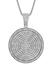 Men's Diamond Circle 22" Pendant Necklace (1/2 ct. t.w.) in Sterling Silver (Also in Black Diamond)