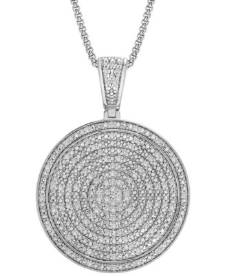 Men's Diamond Curb Link Necklace 1/2 ct tw Round Sterling Silver 20