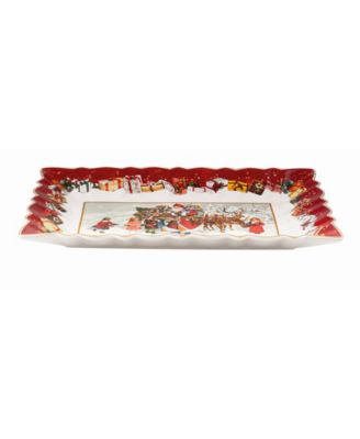 Toy's Fantasy Cake Plate Santa and Kids, Rectangular
