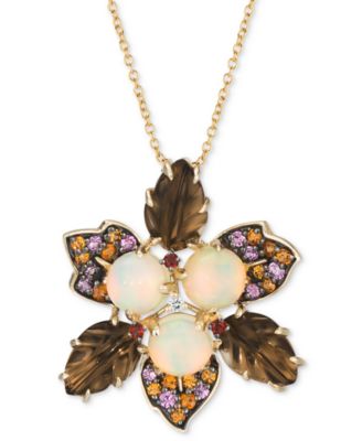 Le Vian - Multi-Gemstone (4-1/3 ct. t.w.) & Diamond Accent Flower 18" Pendant Necklace in 14k Gold