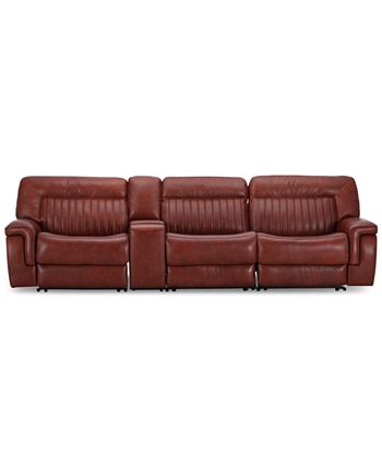 Furniture - Thaniel 4-Pc. Leather Sectional with 2 Power Recliners and 1 USB Console