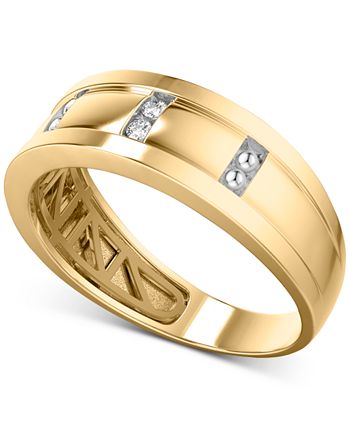 Macy's - Men's Diamond Band (1/10 ct. t.w.) in 10k Yellow Gold or 10k White Gold