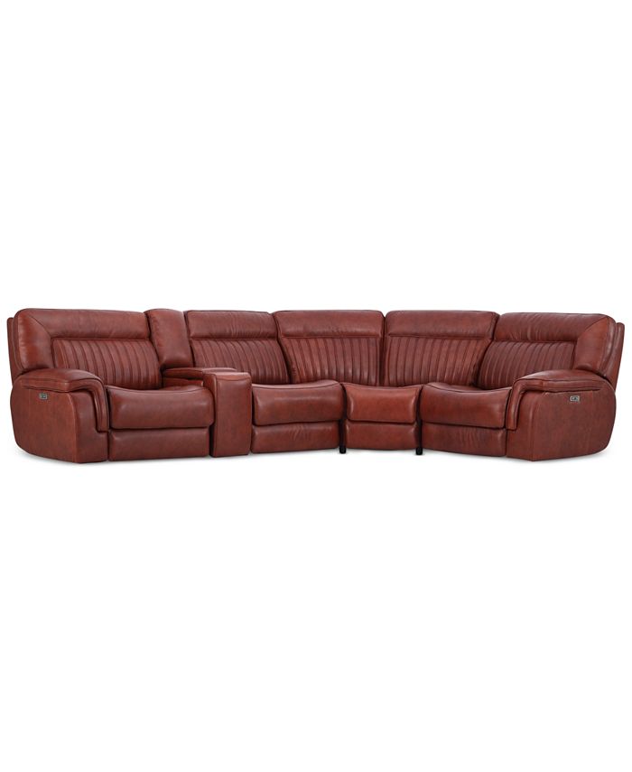 Furniture - Thaniel 5-Pc. Leather Sectional with 2 Power Recliners and 1 USB Console