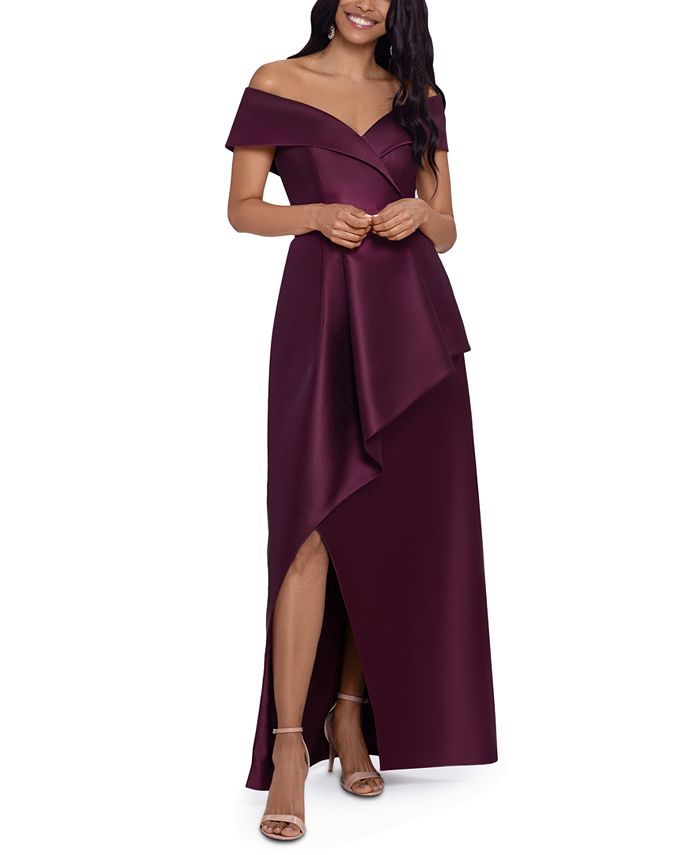 Macy's xscape off deals the shoulder dress
