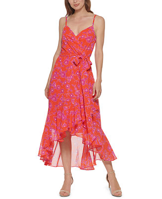 Eliza J Printed High-Low Midi Dress - Macy's