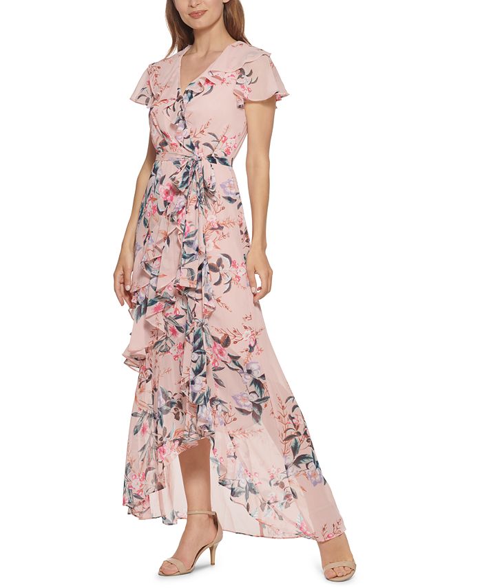 Eliza J Ruffled Floral-Print Maxi Dress - Macy's