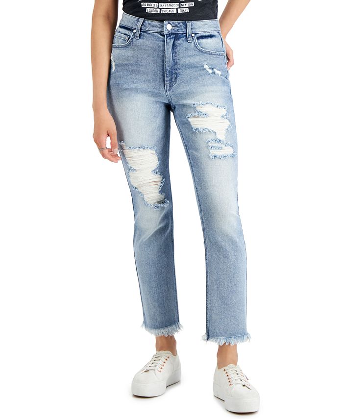 Tinseltown Juniors' Ripped Straight Jeans Macy's