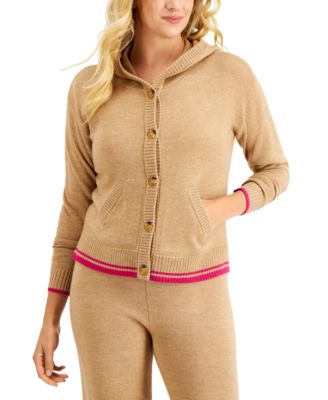 Charter Club - Hooded Button-Front Sweater