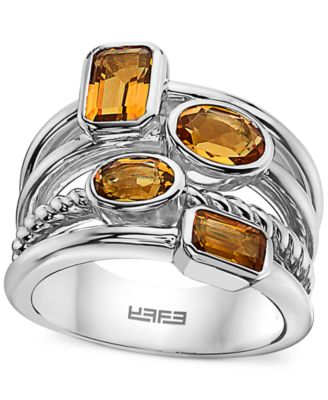EFFY&reg; Citrine Multirow Statement Ring (2-1/5 ct. t.w.) in Sterling Silver