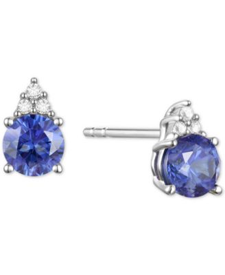 Sapphire (7/8 ct. t.w.) & Diamond Accent Stud Earrings in 14k Yellow Gold (Also in Emerald, Ruby, Morganite & Tanzanite)