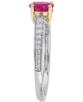 Ruby (5/8 ct. t.w.) & Diamond (1/6 ct. t.w.) Ring in 10k Gold & White Gold