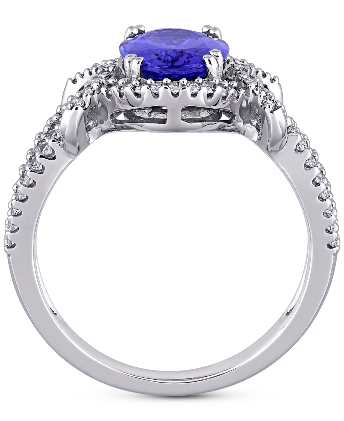 (1-4/5 ct. t.w.) & Diamond (1/3 ct. t.w.) Openwork Statement Ring in 14k White Gold - Tanzanite
