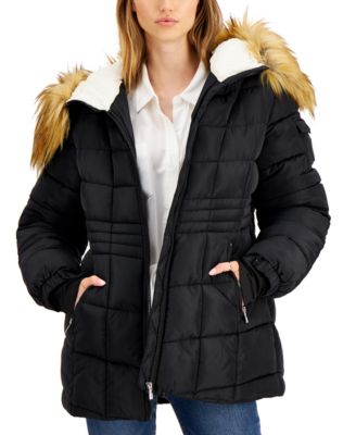 macy's black puffer coat