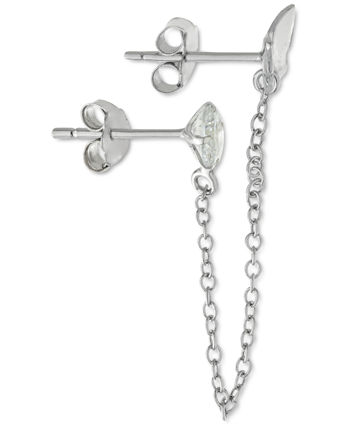 Giani Bernini Cubic Zirconia & Butterfly Double Piercing Chain Earrings in Gold-Plated Created for Macy's - Sterling Silver