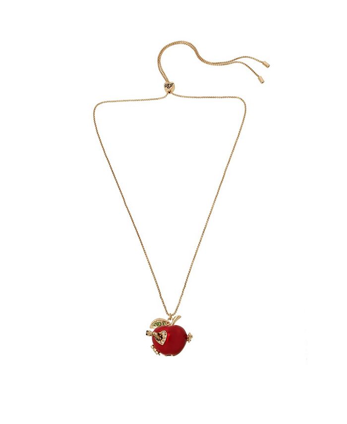 Betsey Johnson Apple Pendant Slider Necklace - Macy's