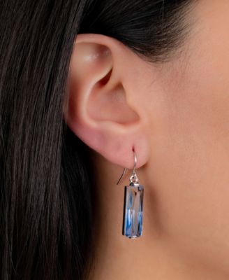 Ombr&eacute; Crystal Rectangle Drop Earrings in Sterling Silver