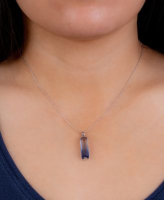 Ombr&eacute; Crystal Rectangle Pendant Necklace in Sterling Silver, 16" + 2" extender, Exclusive