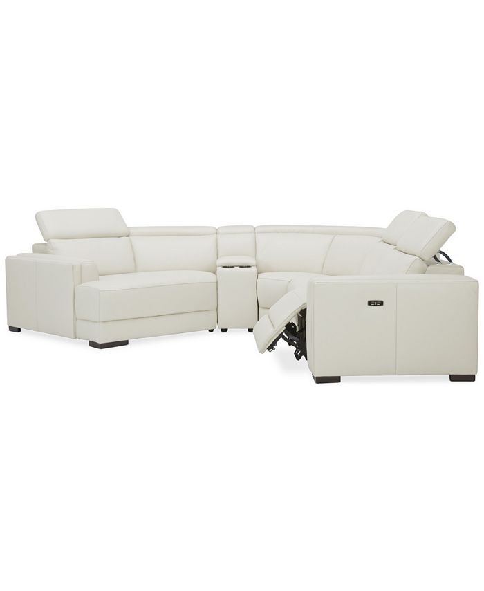 Furniture 5Pc. Leather Sofa with 1 Power Motion Recliner and