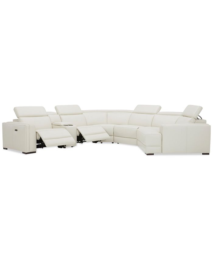 Furniture 6Pc. Leather Sofa with 2 Power Motion Recliners and