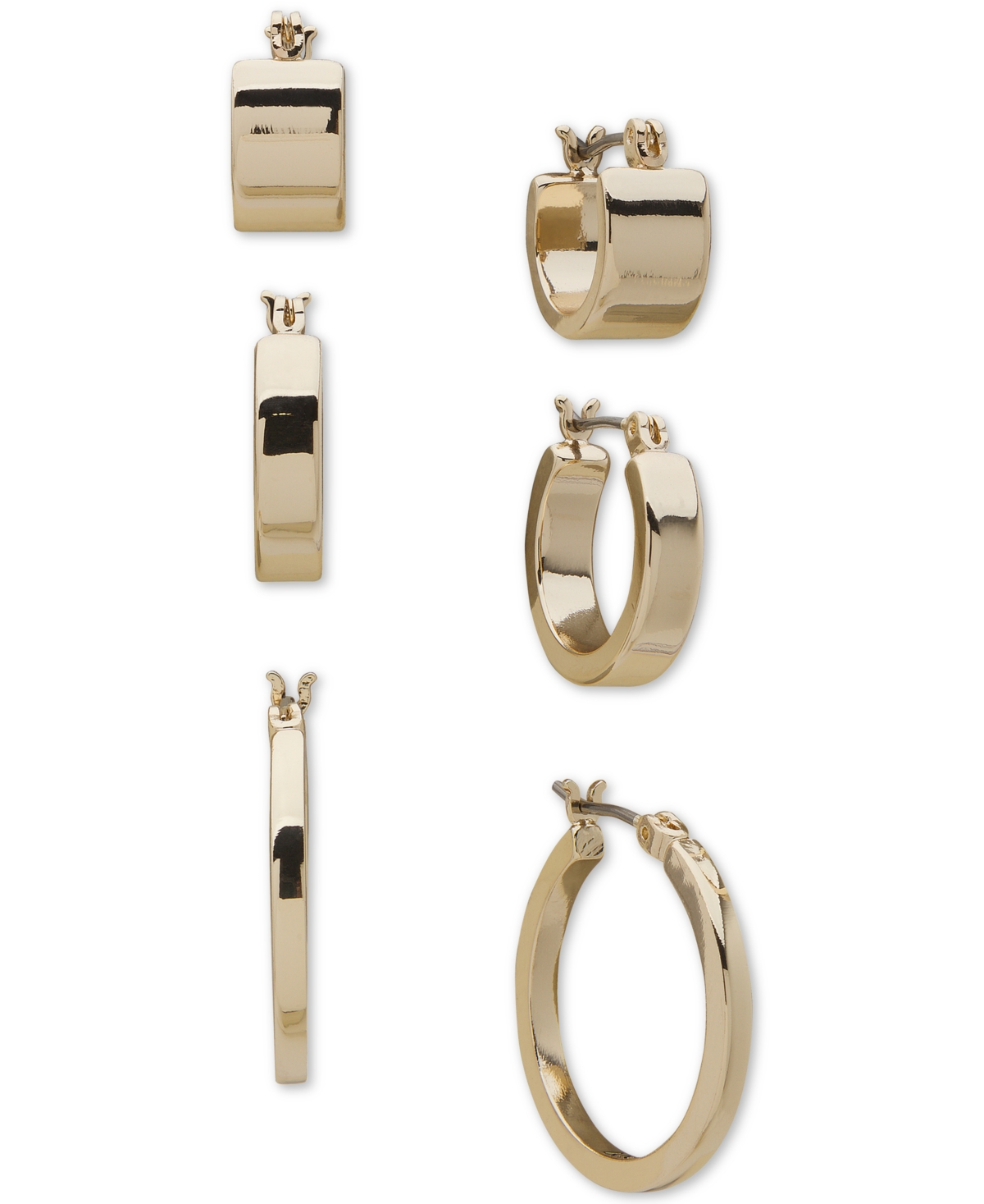 Gold-Tone Hoop Earrings - Set of 3 - Gold