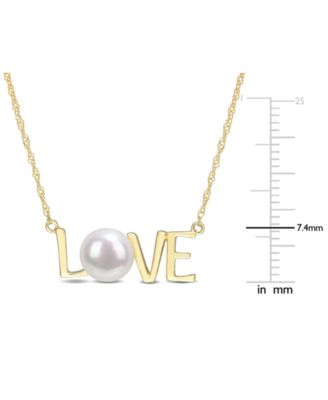 Cultured Freshwater Pearl (7mm) LOVE 17" Pendant Necklace 