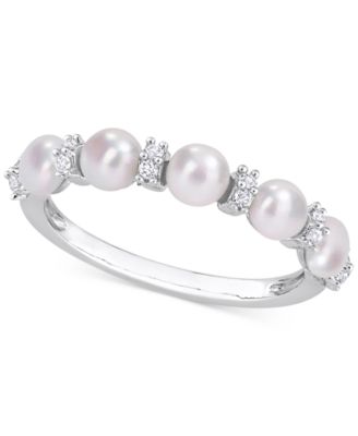 women's sterling silver freshwater pearl and white topaz ring