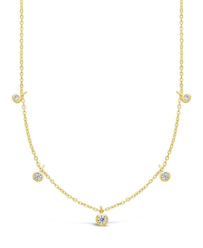 Sterling Forever Women's Cubic Zirconia Dangling Bezel Necklace