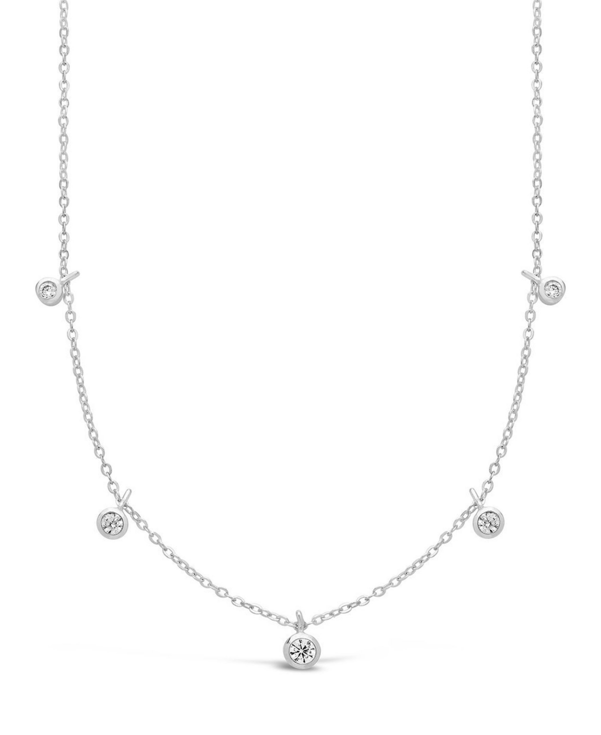 Women's Cubic Zirconia Dangling Bezel Necklace - Silver