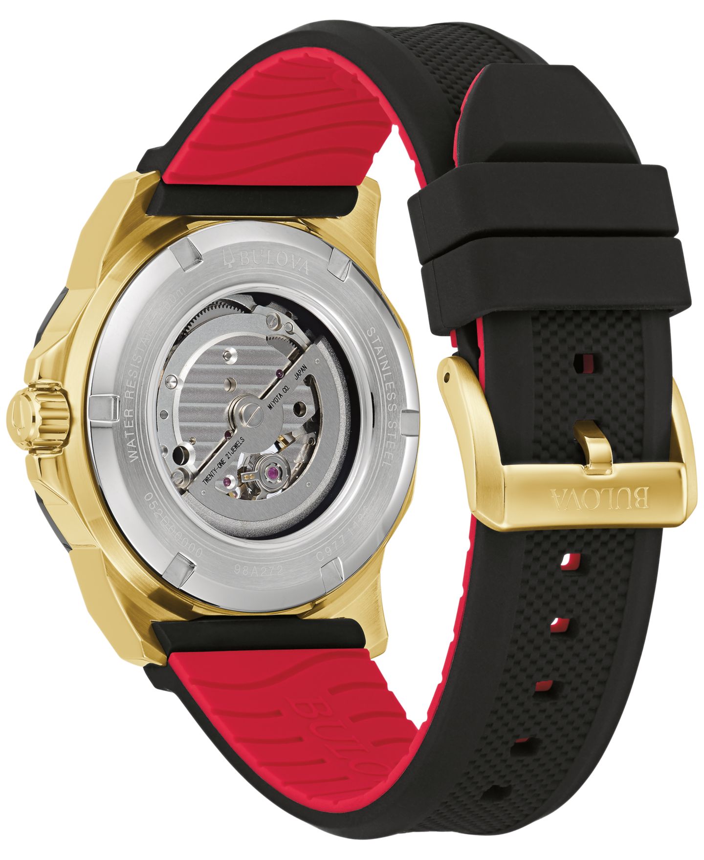 Мужские часы Bulova Automatic Marine Star Black Silicone Strap Watch 45mm — фото 3