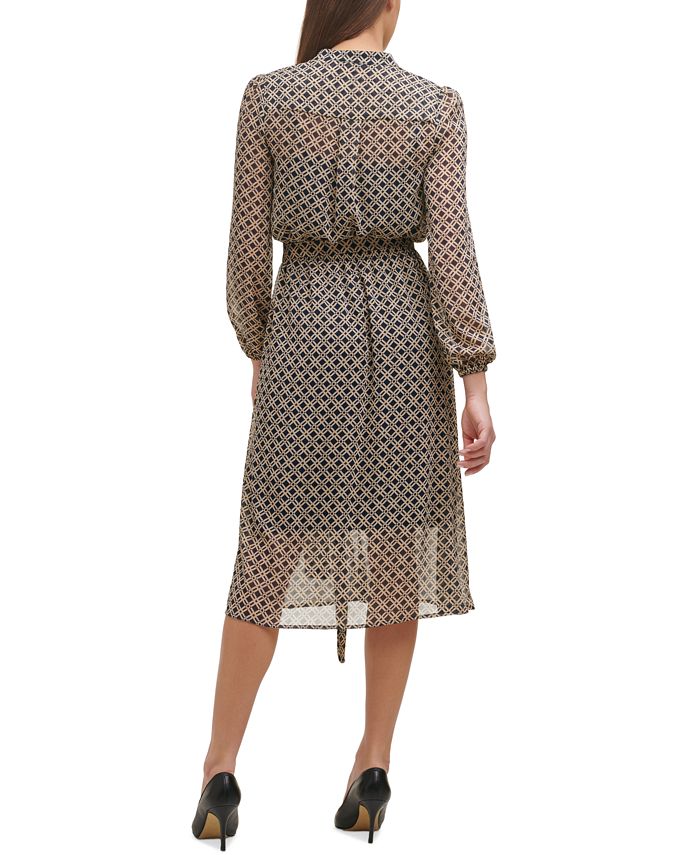 tommy hilfiger women's neck tie a line dress