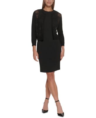 DKNY Lace-Front Open-Front Cardigan
