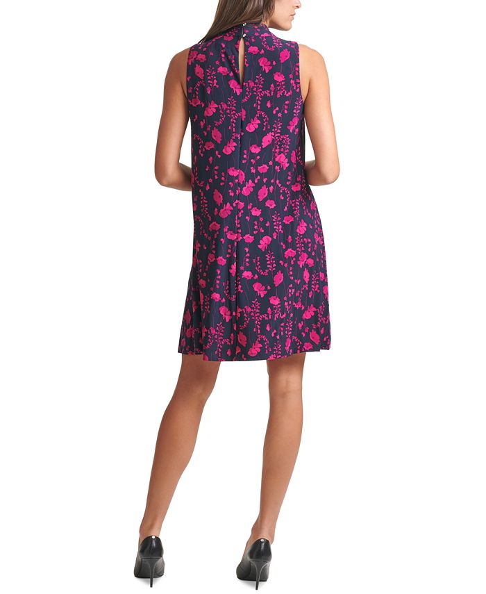 Tommy Hilfiger Women's Mock Neck Floral Chiffon Dress Purple Size 10