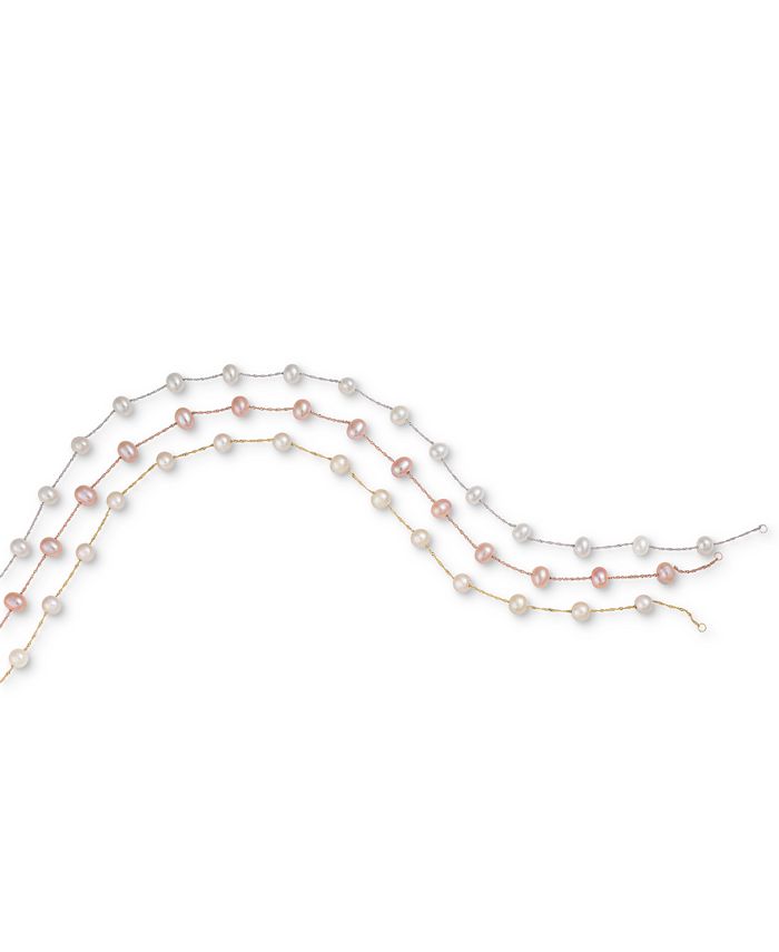 EFFY Collection - EFFY Cultured Freshwater Pearl (5-1/2mm) Station Necklace in 14k Gold, 14k Rose Gold or 14k White Gold