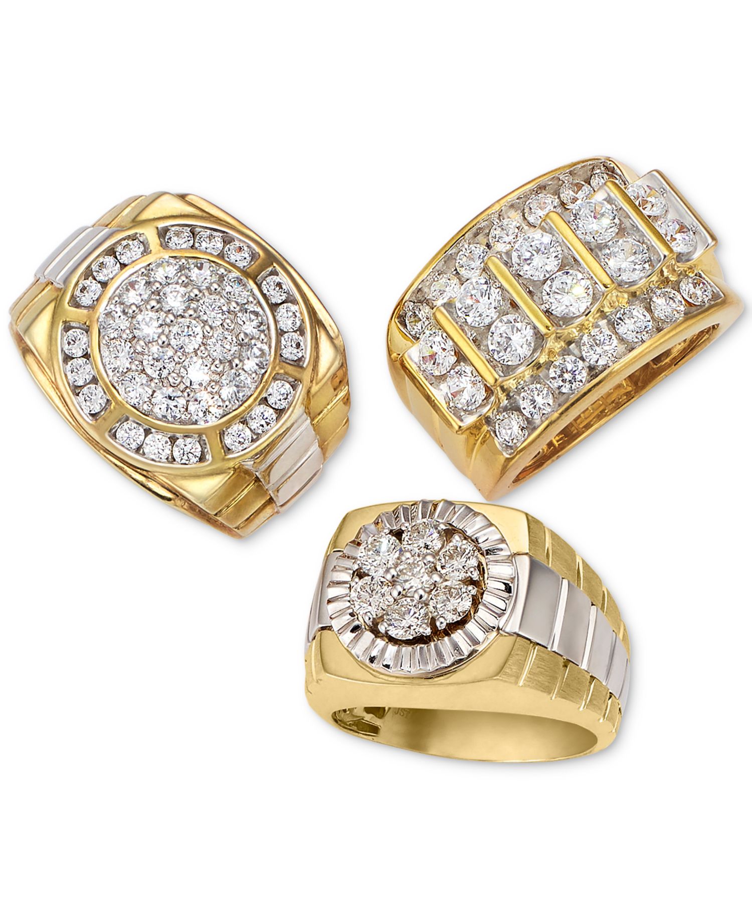 Men's Diamond Elevated Cluster Ring (3 ct. t.w.) in 10k Gold