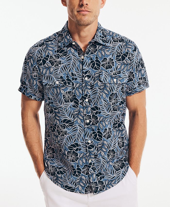Nautica Men's Classic-Fit Textured Floral-Print Shirt - Macy's