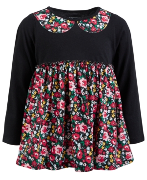 First Impressions Kids' Baby Girls Ditsy Daisy Tunic, Created For Macy's In Deep Black
