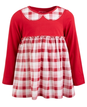 FIRST IMPRESSIONS BABY GIRLS PLAID COTTON TUNIC, CREATED FOR MACY'S