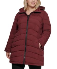 Plus Size Stretch Hooded Packable Puffer Coat, Created for Macy's