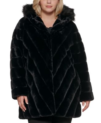 calvin klein chevron faux fur