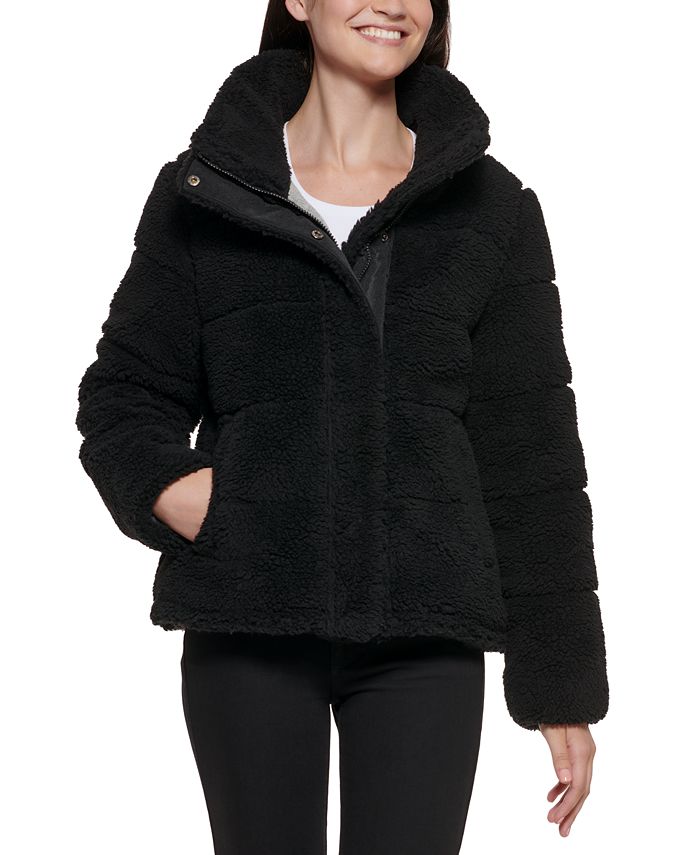 Calvin Klein Women's Cropped Faux-Fur Teddy Coat & Reviews - Coats & Jackets  - Women - Macy's