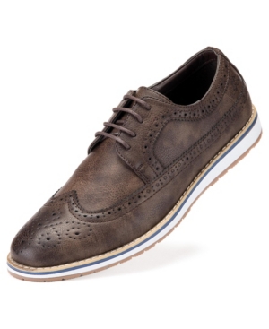 Mio Marino Men's Ornate Wingtip Oxford Shoes Men's Shoes In Dark Brown