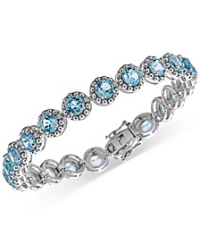 Blue Topaz (11 ct. t.w.) & Diamond (1/10 ct. t.w.) Link Bracelet in Sterling Silver (Also in Rhodolite Garnet, Amethyst, & Multi-Gemstone)