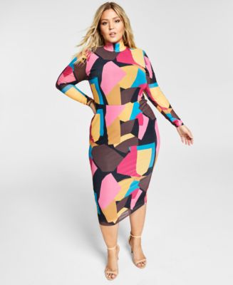 Nina Parker Trendy Plus Size Mock-Neck Bodycon Dress, Created for Macy ...