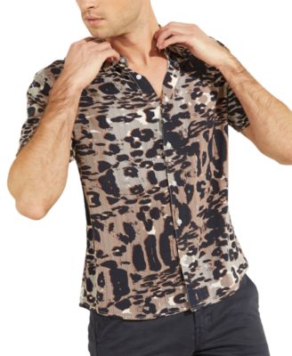 GUESS - Men's Eco Glitch Leopard-Print Shirt