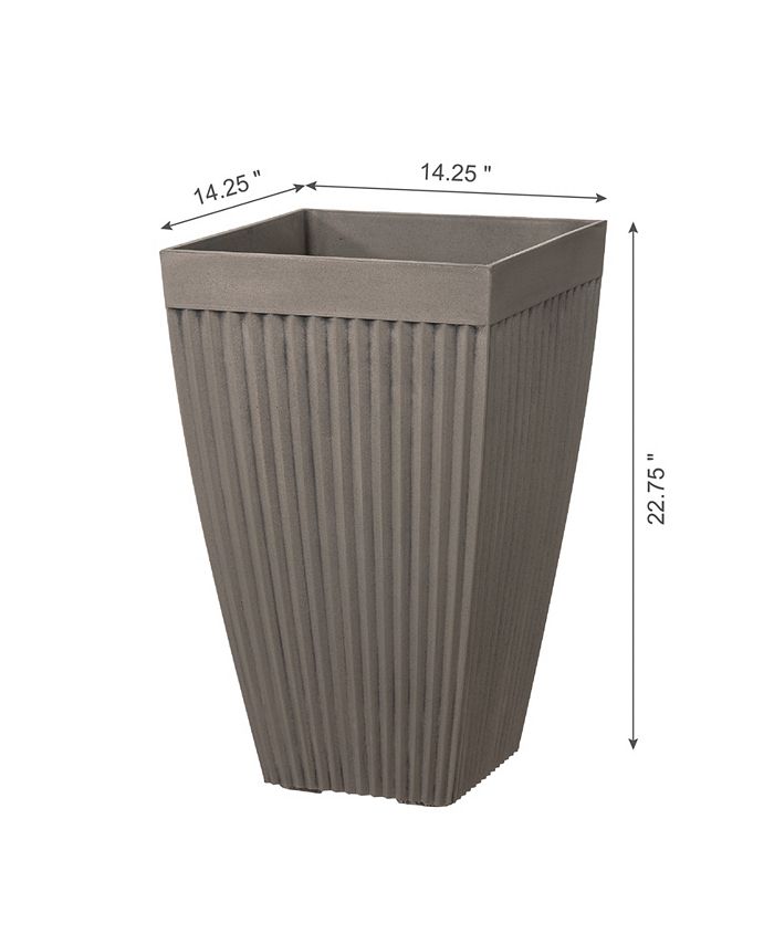 Glitzhome Environmental Oversized Faux Concrete Tall Square Fluted Pot
