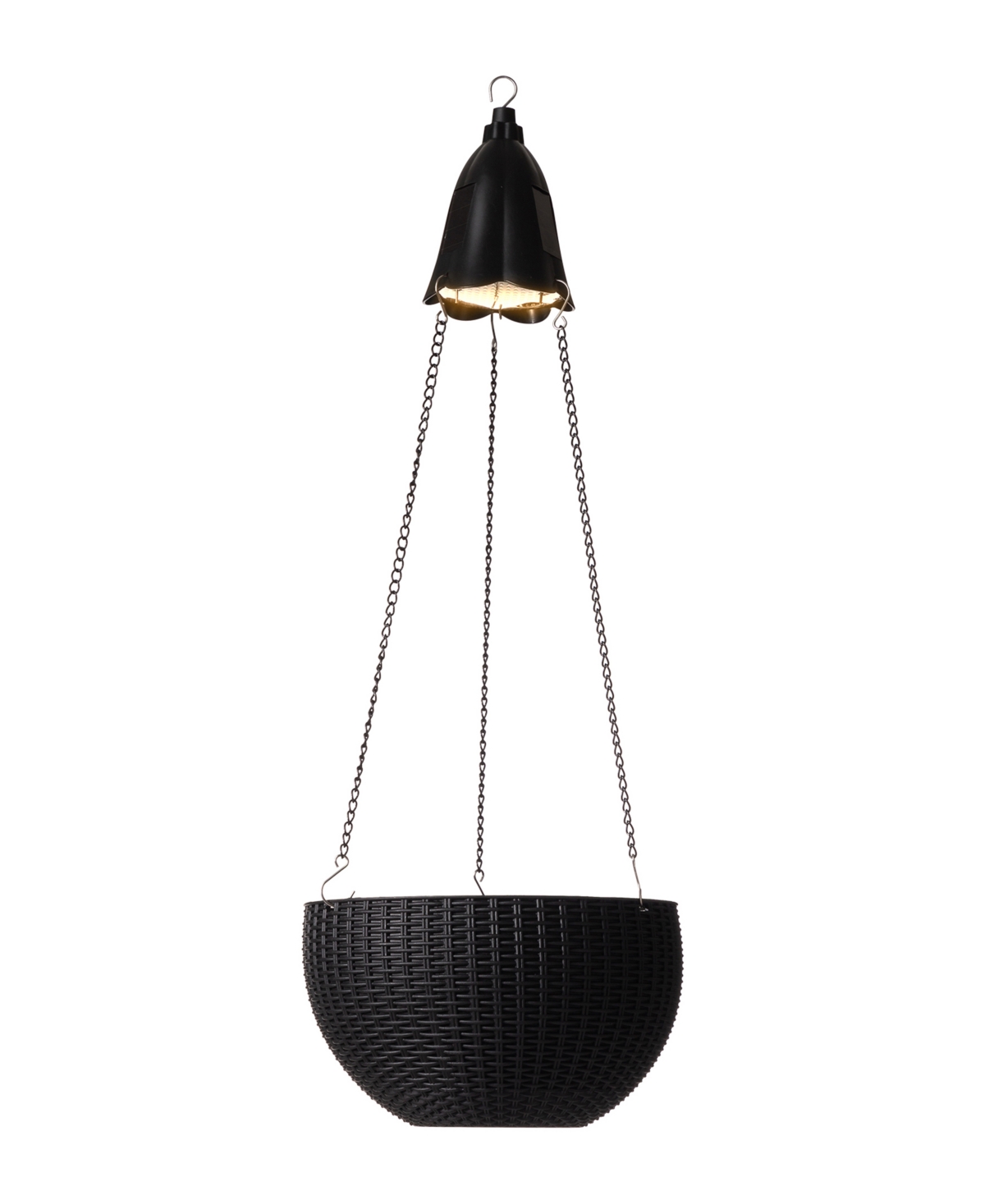 Glitzhome Solar Lighted Plastic Hanging Planter, 30" In Black