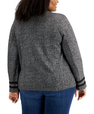 Plus Size Military Band Jacket