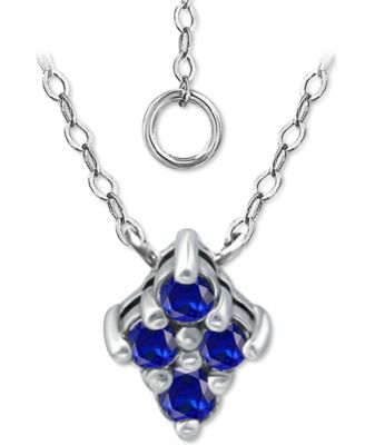 Imitation Blue Sapphire Cluster Pendant Necklace, 16" + 2" extender